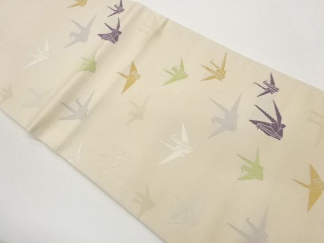JAPANESE HIRAKI NAGOYA OBI / WOVEN ORIGAMI CRANE